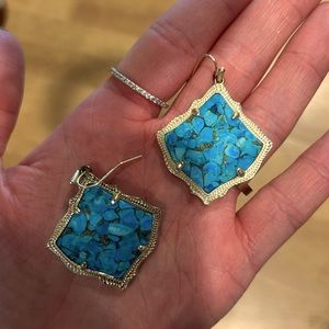 Kendra Scott Kirsten Drop Earrings in Bronze Veined Turquoise